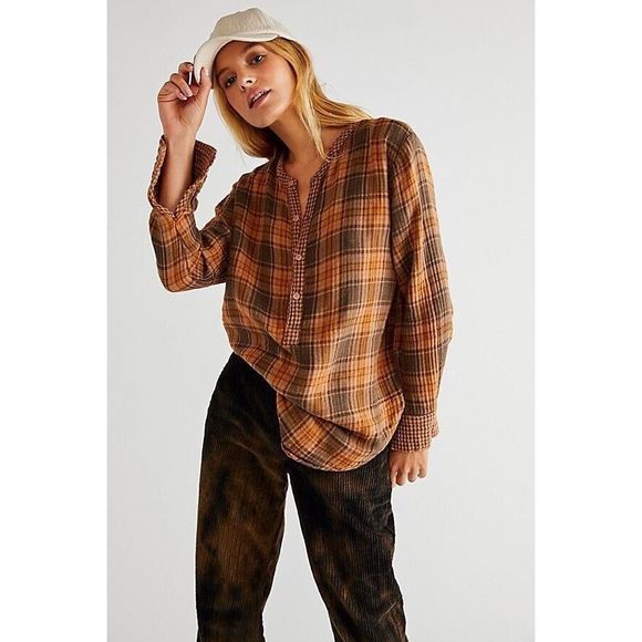 Free People x CP SHADES Tree House Plaid Pullover Size M - Picture 1 of 6